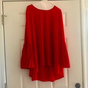 Vince Camuto Pleated Sleeve Red Blouse XL